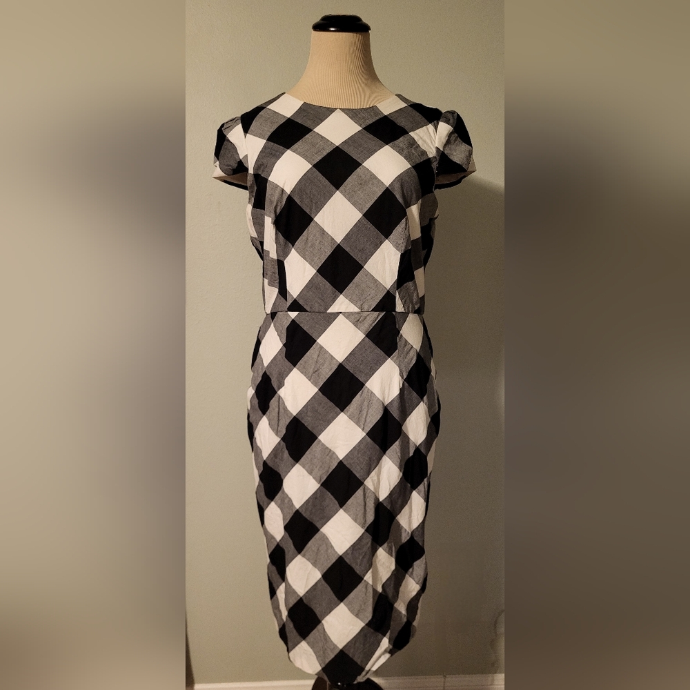 Betsey Johnson Black and White Plaid Midi Dress